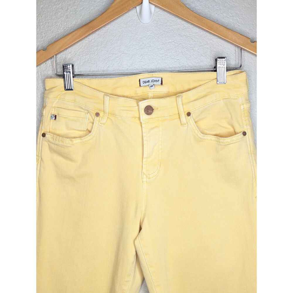 Dear John Ankle Cropped Jeans Size 28 Yellow Raw Hem Spring Summer Unique Denim - Picture 3 of 9